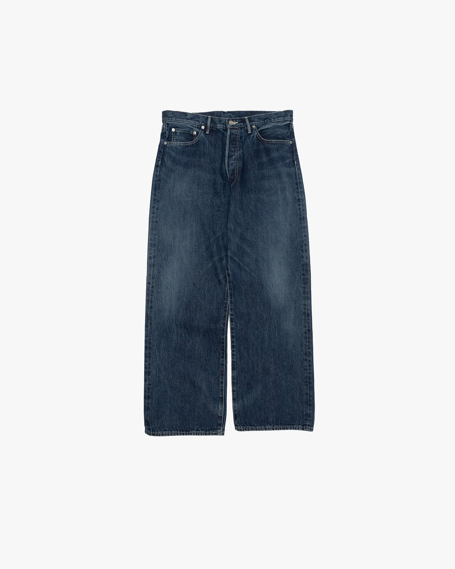 Selvage Denim Five Pocket Wide Straight Pants -DARK FADE-