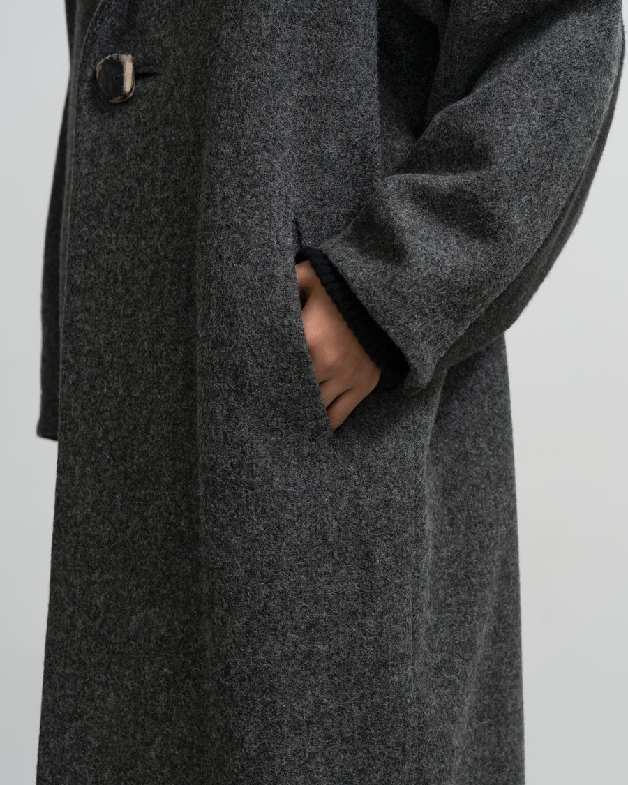 Covered Coat - 017[ Petrified wood button ]
