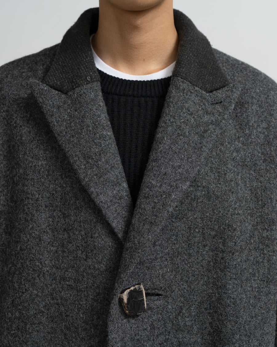 Covered Coat - 017[ Petrified wood button ]