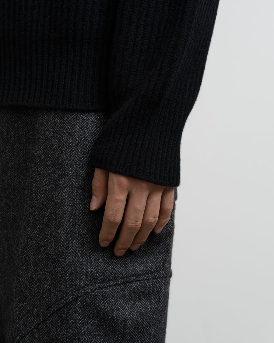 CASHMERE ＆ WOOL MAXI RIBBED RAGLAN SWEATER