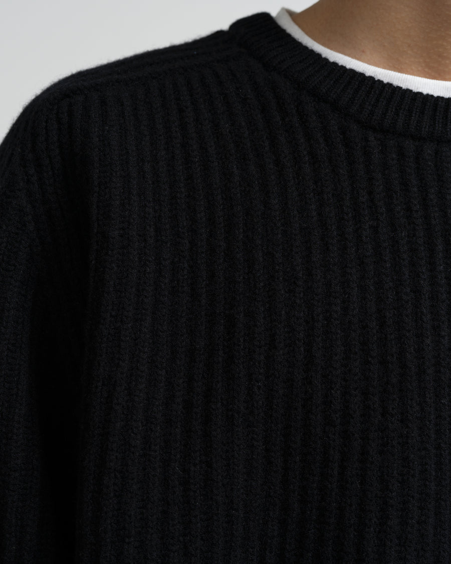 CASHMERE ＆ WOOL MAXI RIBBED RAGLAN SWEATER