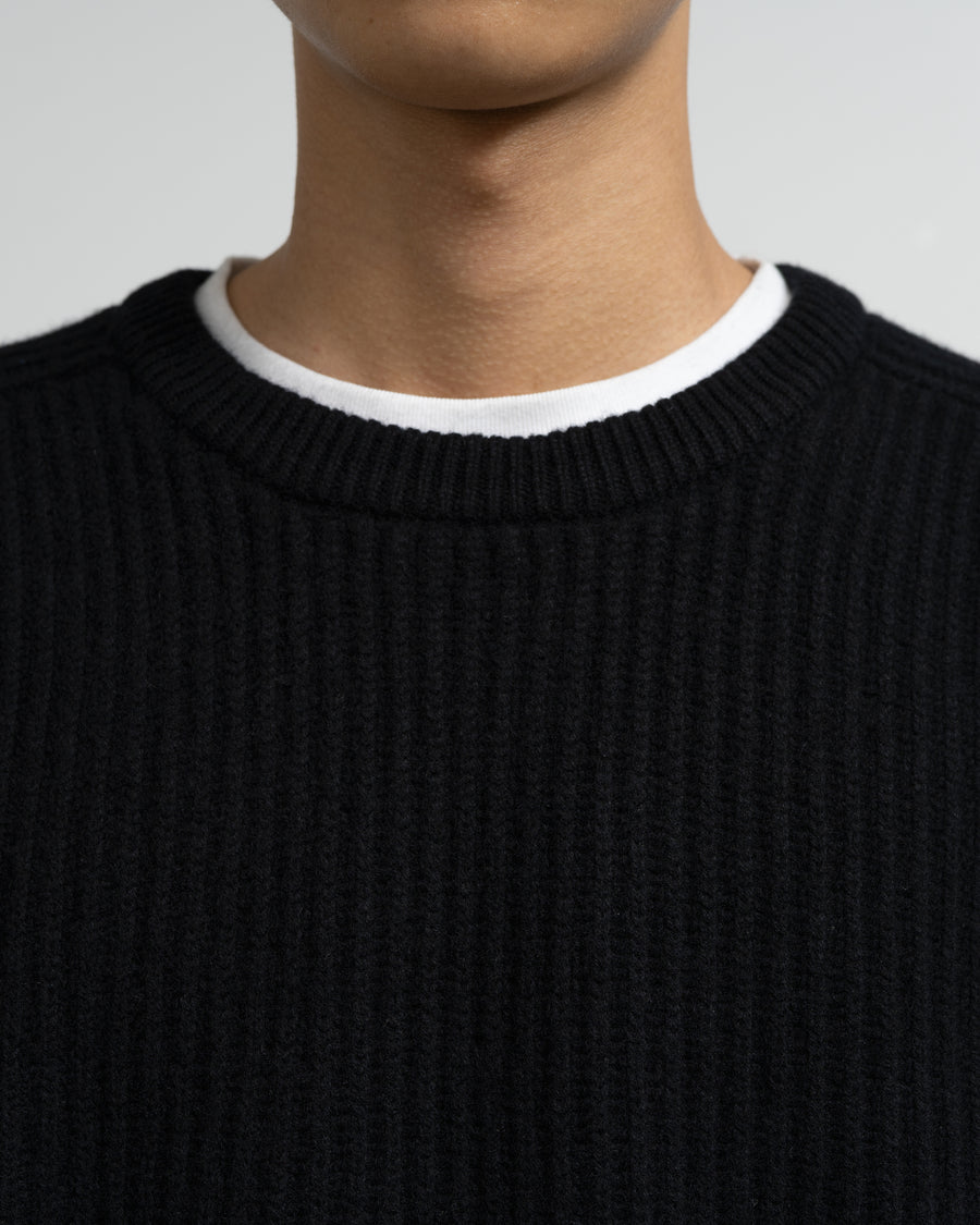 CASHMERE ＆ WOOL MAXI RIBBED RAGLAN SWEATER