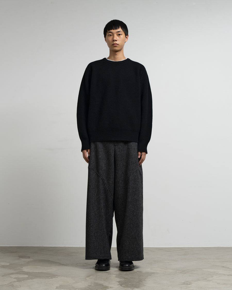 CASHMERE ＆ WOOL MAXI RIBBED RAGLAN SWEATER