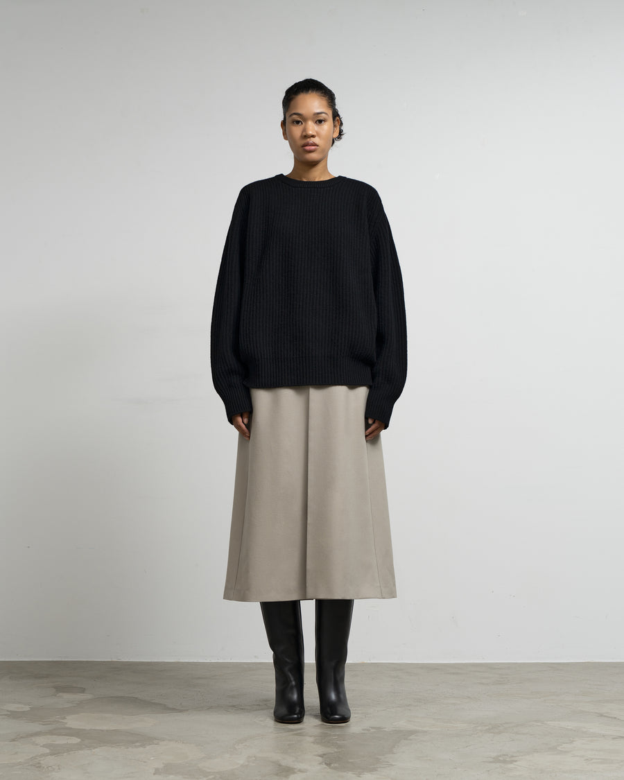 CASHMERE ＆ WOOL MAXI RIBBED RAGLAN SWEATER