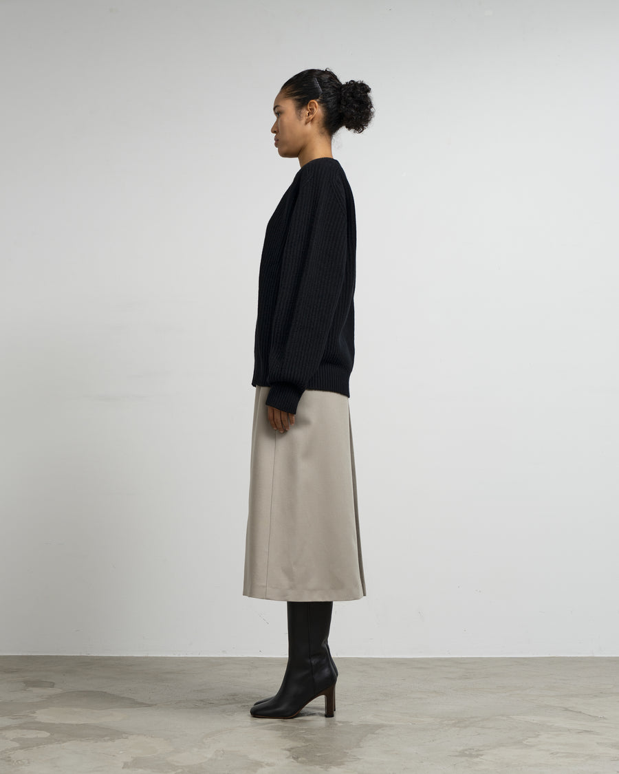 CASHMERE ＆ WOOL MAXI RIBBED RAGLAN SWEATER