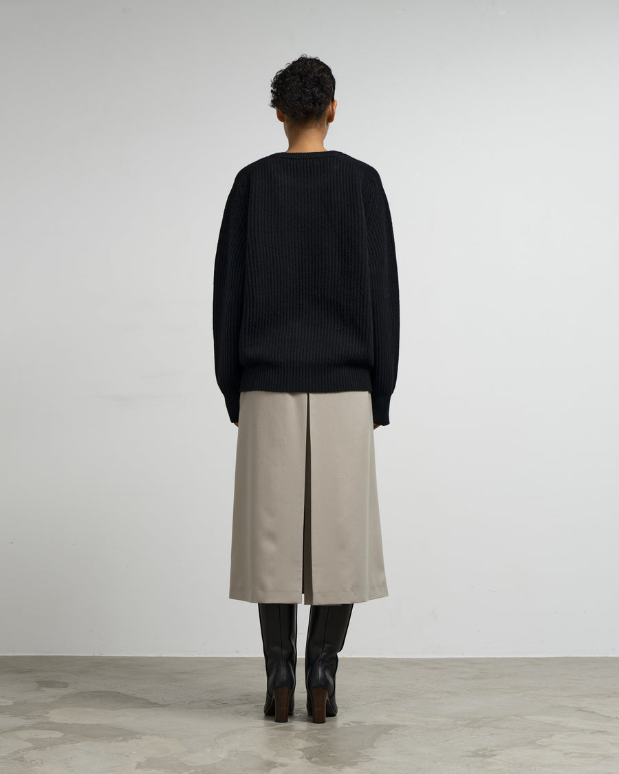CASHMERE ＆ WOOL MAXI RIBBED RAGLAN SWEATER