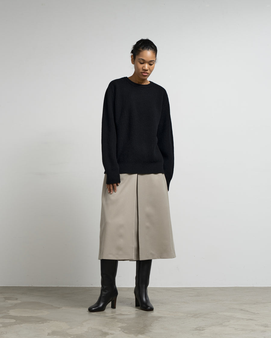 CASHMERE ＆ WOOL MAXI RIBBED RAGLAN SWEATER