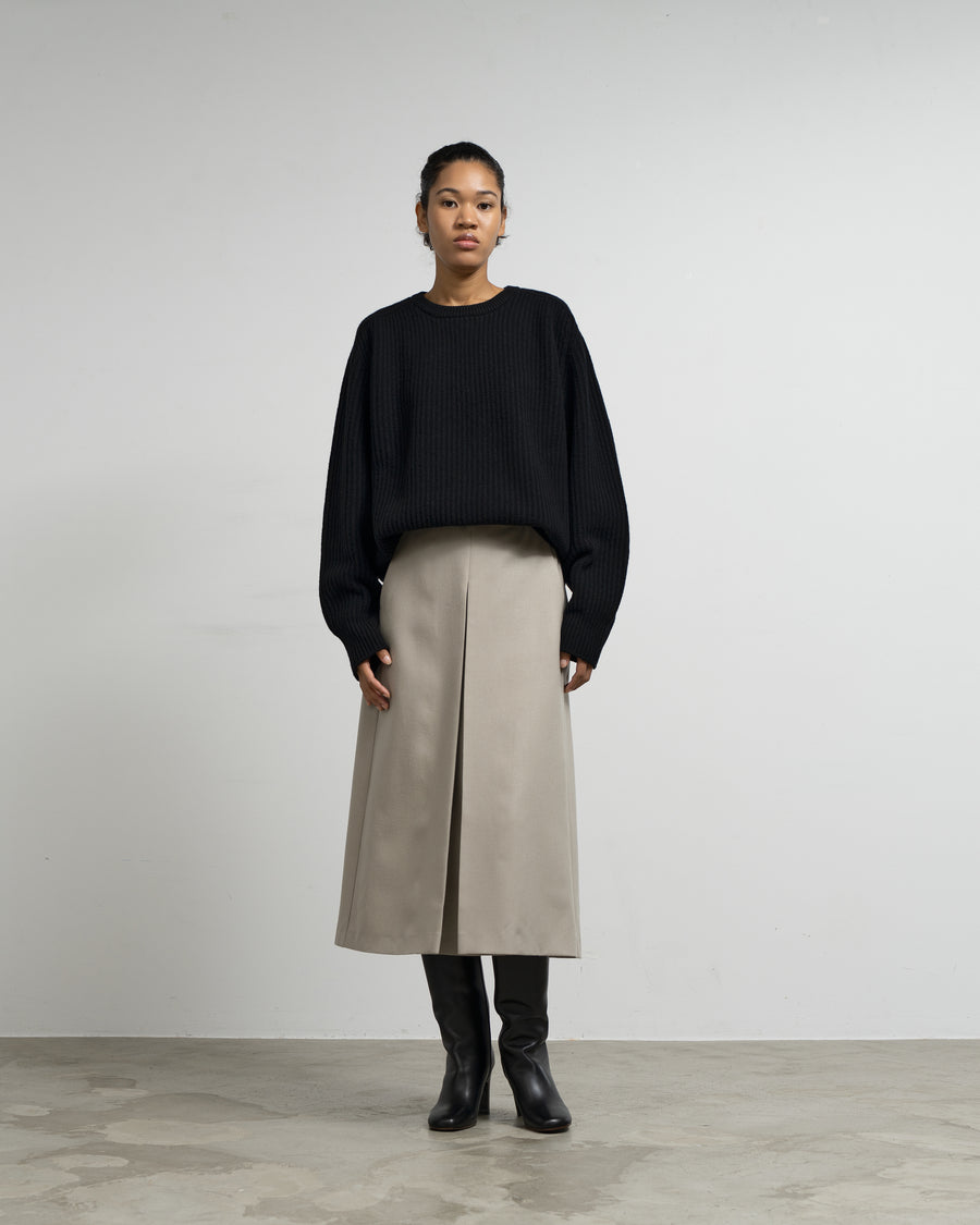 CASHMERE ＆ WOOL MAXI RIBBED RAGLAN SWEATER