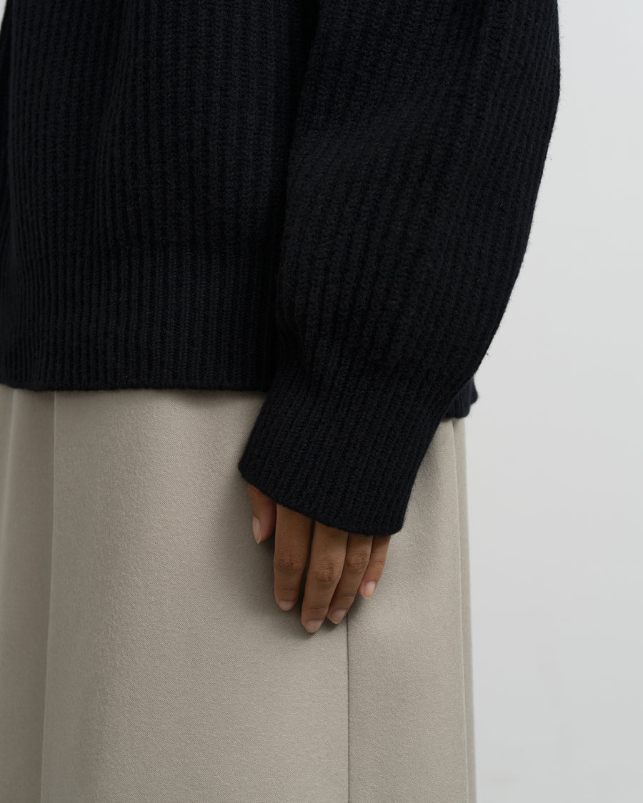 CASHMERE ＆ WOOL MAXI RIBBED RAGLAN SWEATER