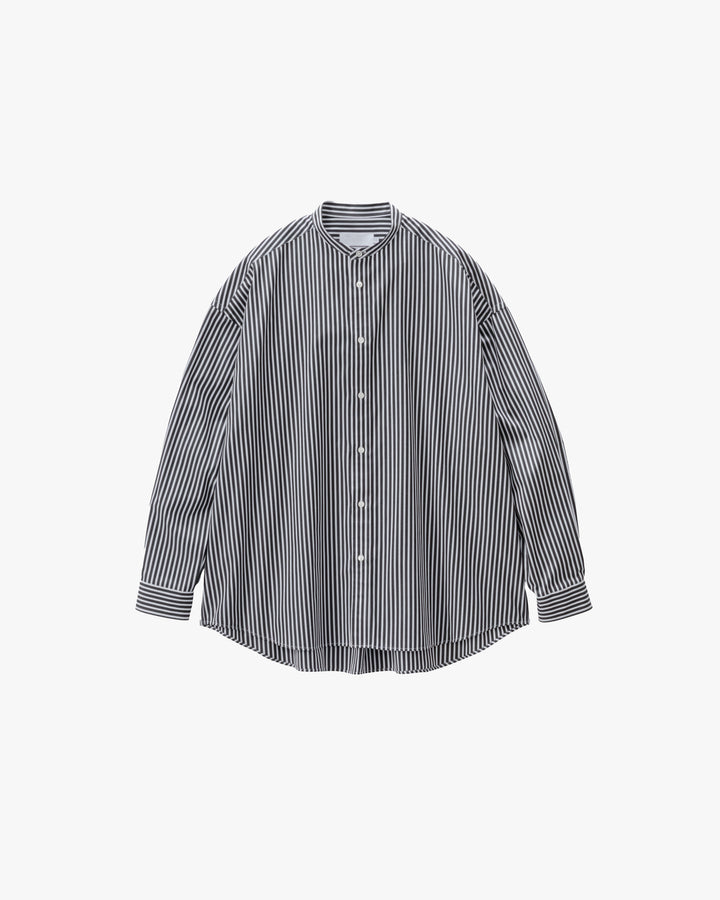 High Count Broad L/S Oversized Band Collar Shirt