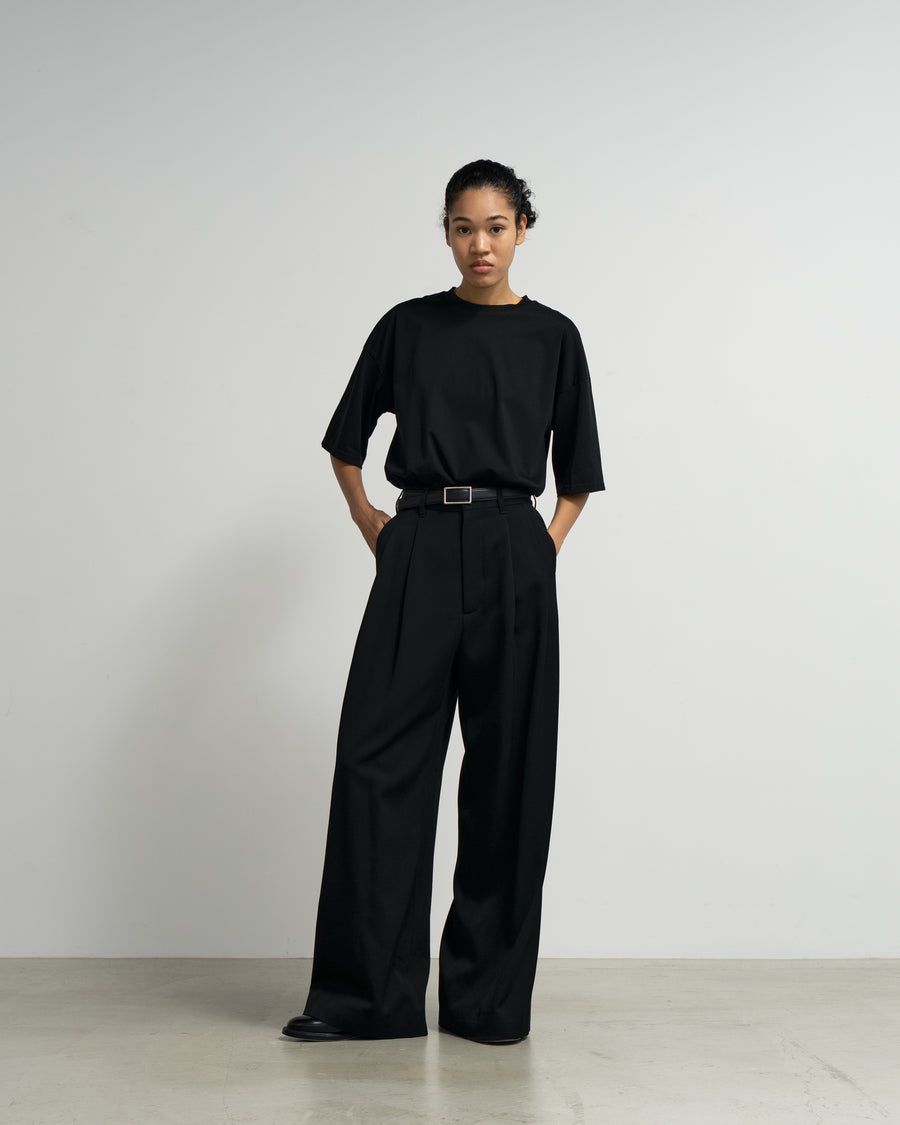 Wool Doeskin Two Tuck Wide Pants