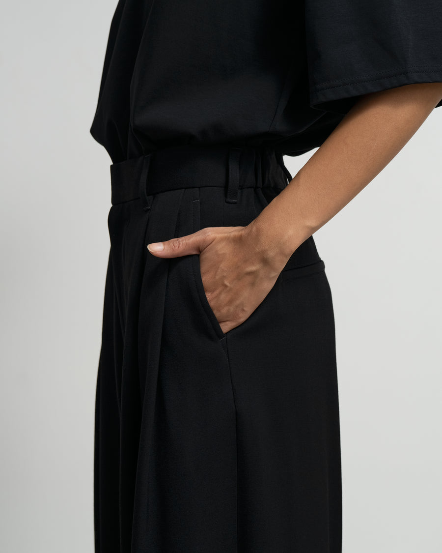 Wool Doeskin Two Tuck Wide Pants