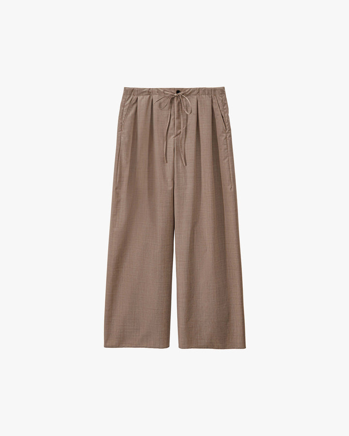 Fine Wool Heather Drawstring Wide Pants