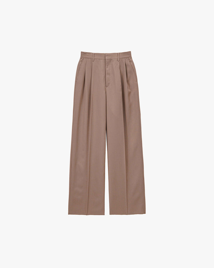 Resin Wool Gabardine Wide Straight Slacks