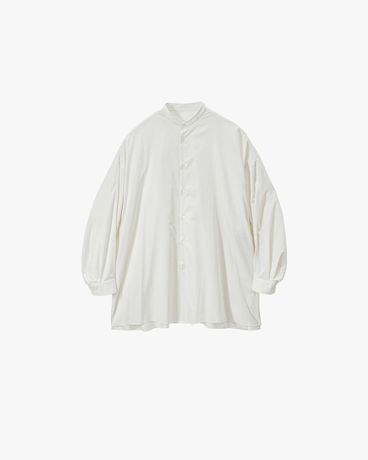 Silicon Poplin Deep Slit Band Collar Shirt