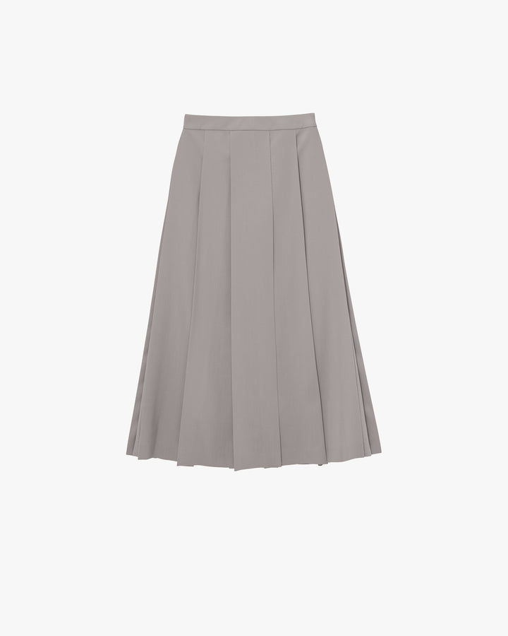 Wool Ripstop Box Pleats Skirt