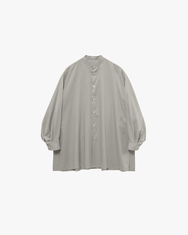 Silicon Poplin Deep Slit Band Collar Shirt