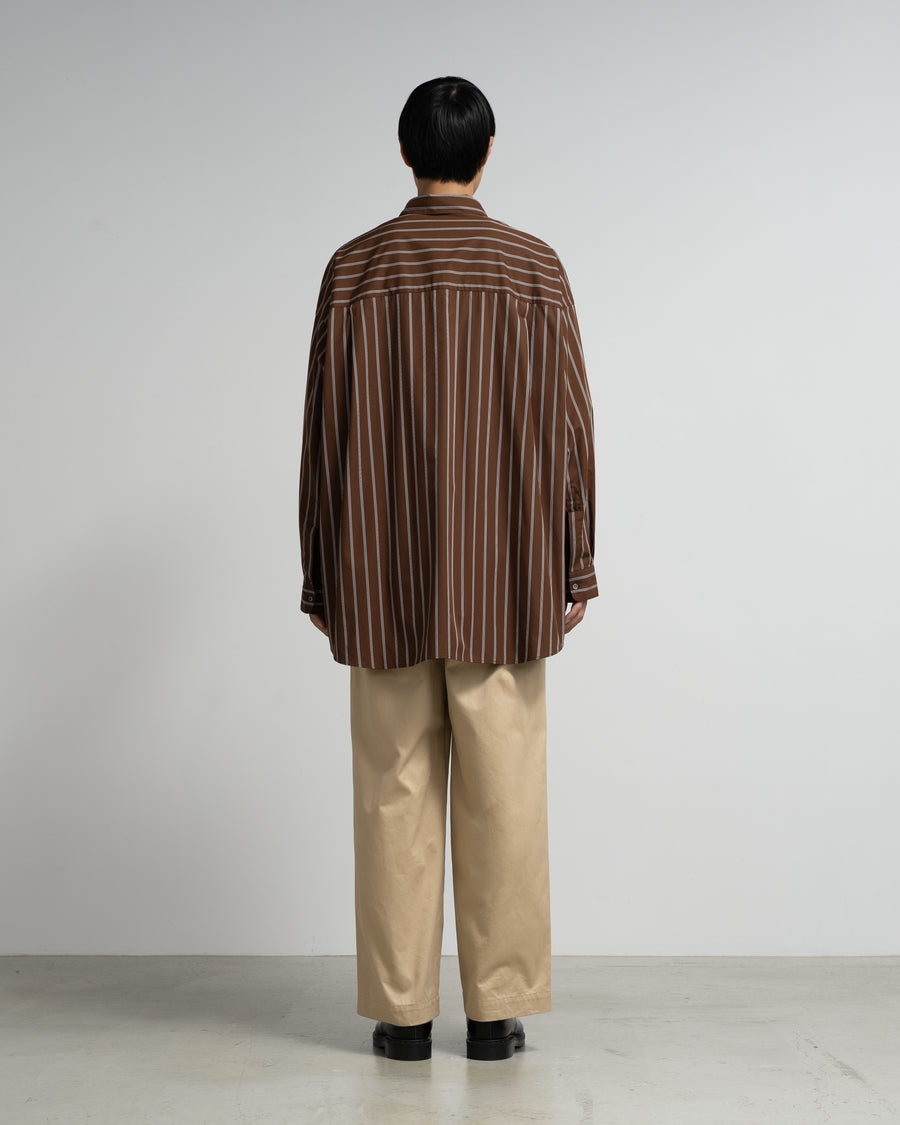 SIDOGRAS Stripe L/S Oversized Regular Collar Shirt