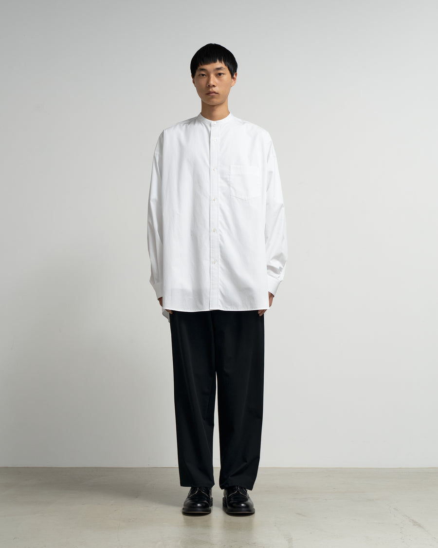 High Count Band Collar Round Cut Oversized Shirt