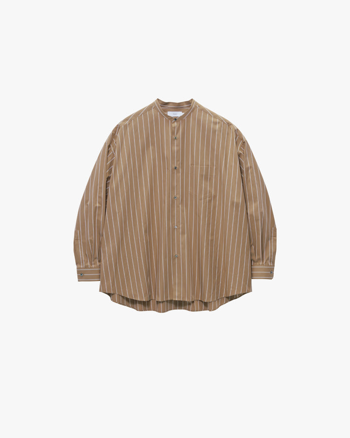 SIDOGRAS Brown Stripe L/S Oversized Band Collar Shirt