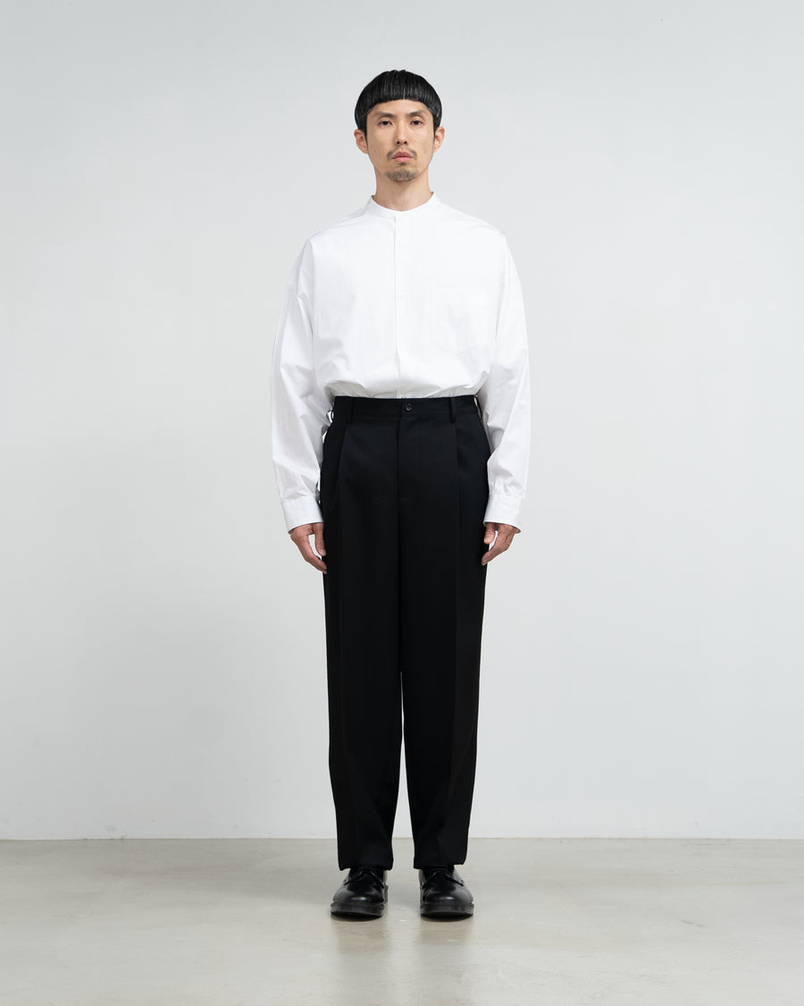 High Count Band Collar Round Cut Oversized Shirt