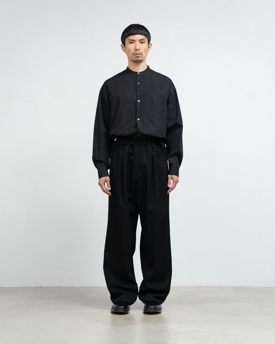 High Count Band Collar Round Cut Oversized Shirt