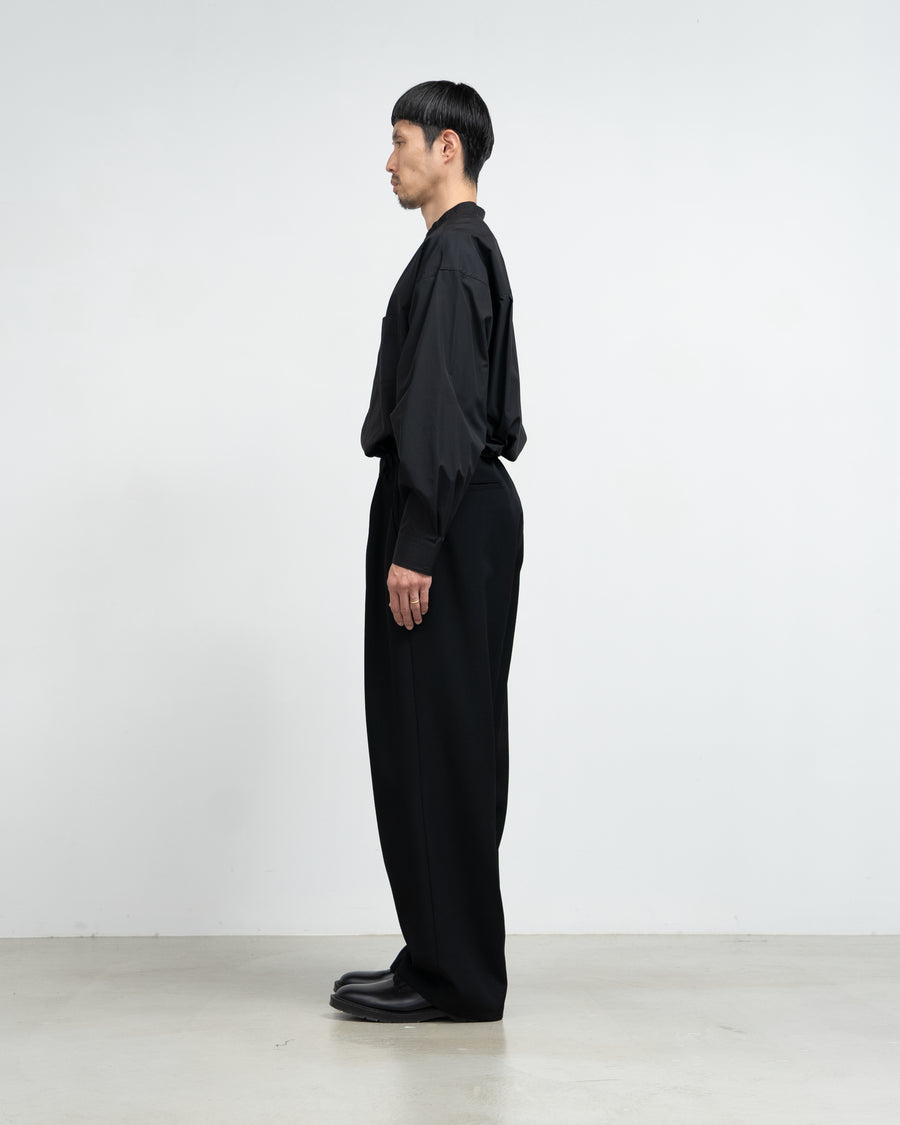 High Count Band Collar Round Cut Oversized Shirt