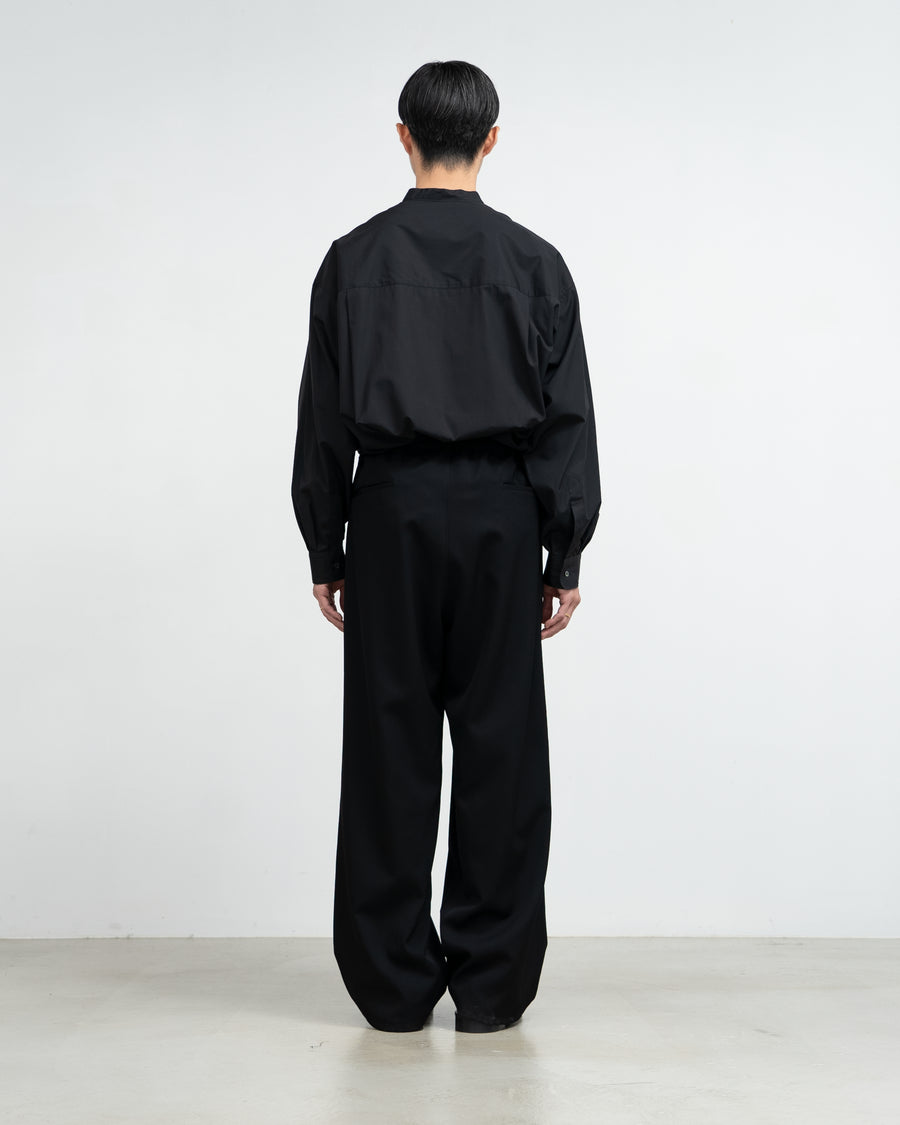 High Count Band Collar Round Cut Oversized Shirt