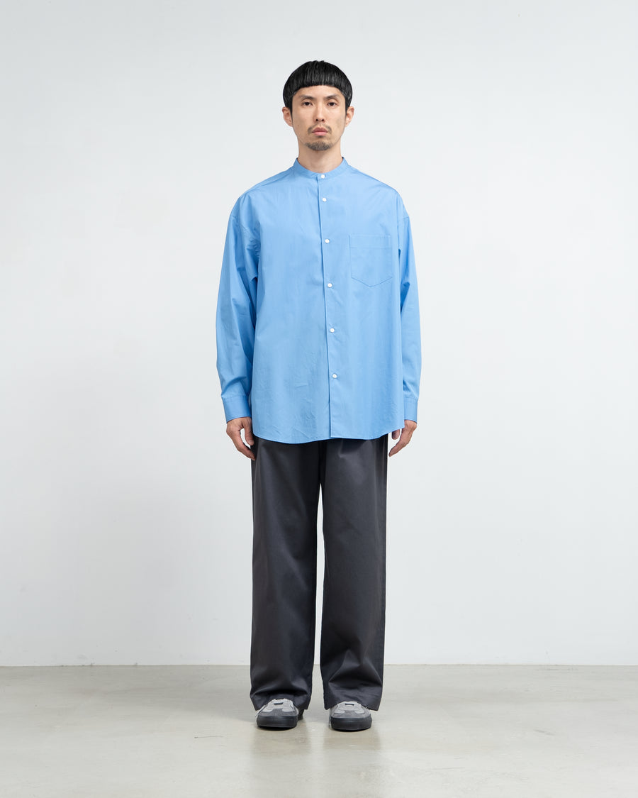 High Count Band Collar Round Cut Oversized Shirt