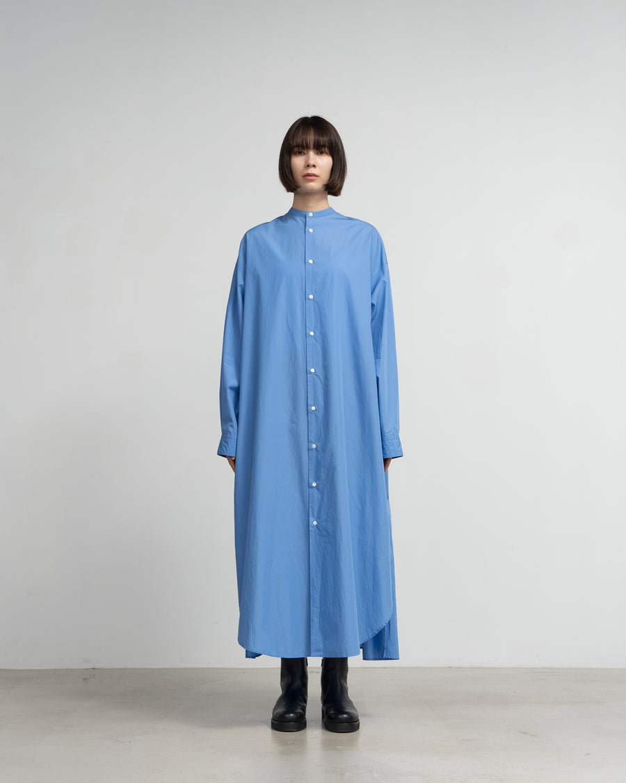 High Count Broad Oversized Band Collar Shirt Dress