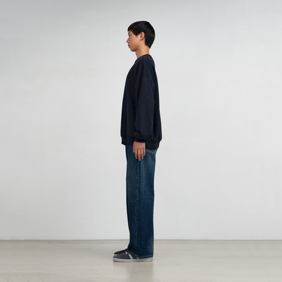 Selvage Denim Five Pocket Wide Straight Pants -DARK FADE-