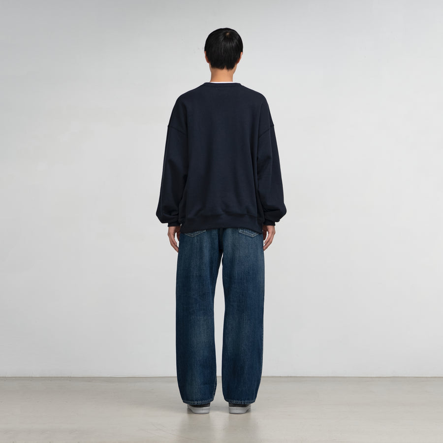 Selvage Denim Five Pocket Wide Straight Pants -DARK FADE-