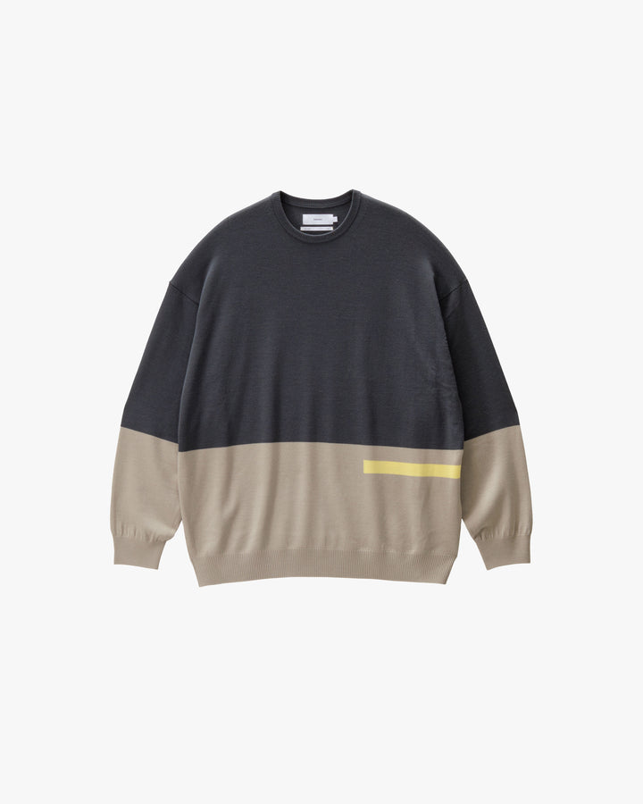 High Gauge Intarsia L/S Oversized Crew Neck Knit