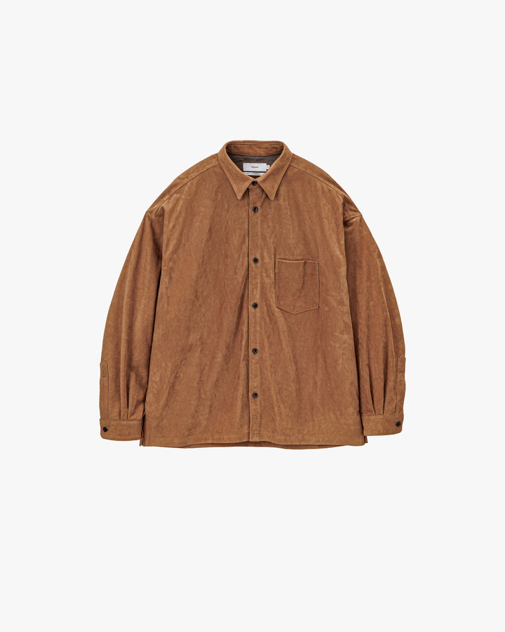 Cow Nubuck Leather L/S Oversized Regular Collar Shirt