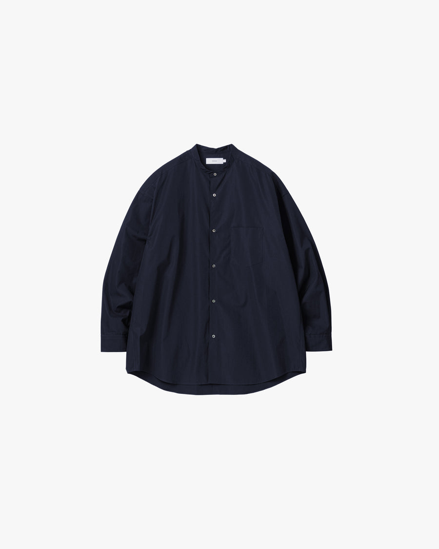 High Count Band Collar Round Cut Oversized Shirt