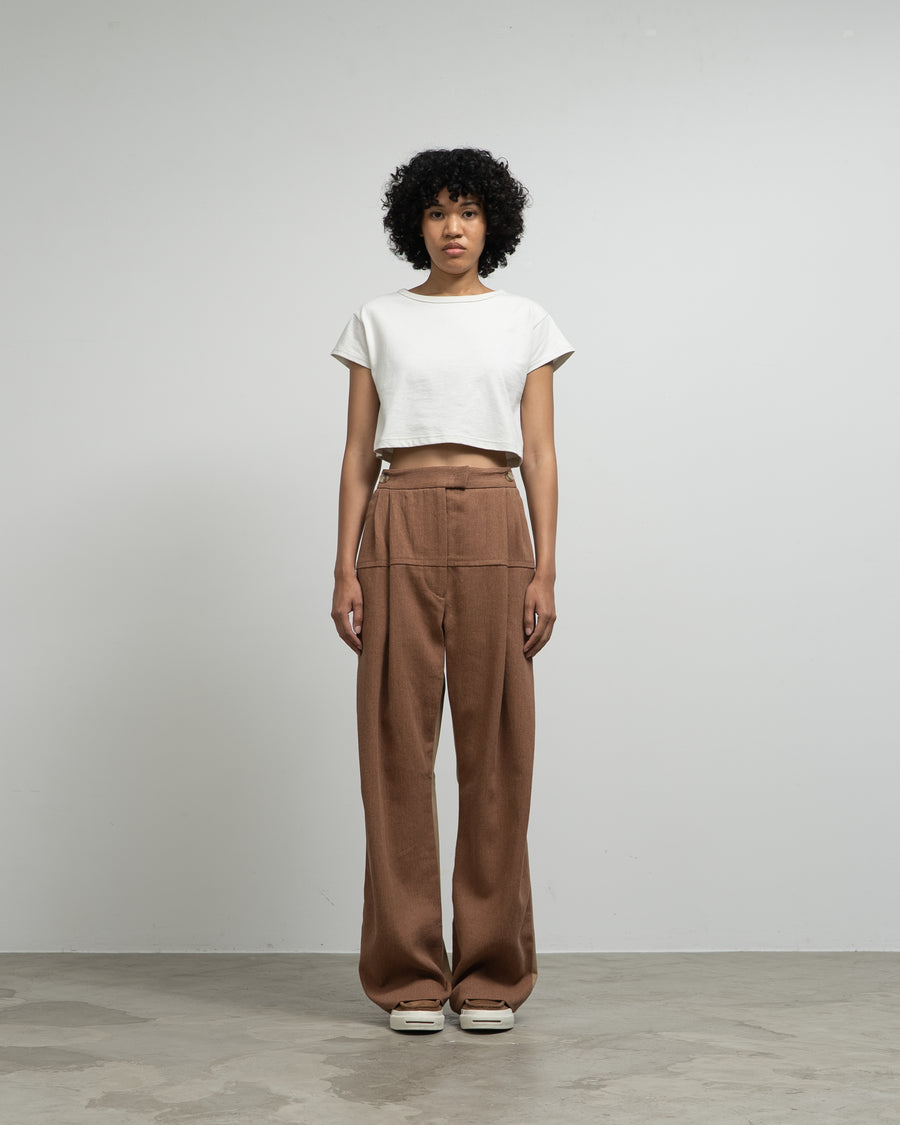 LINEN TWILL FRONT AND COTTON BACK PANTS
