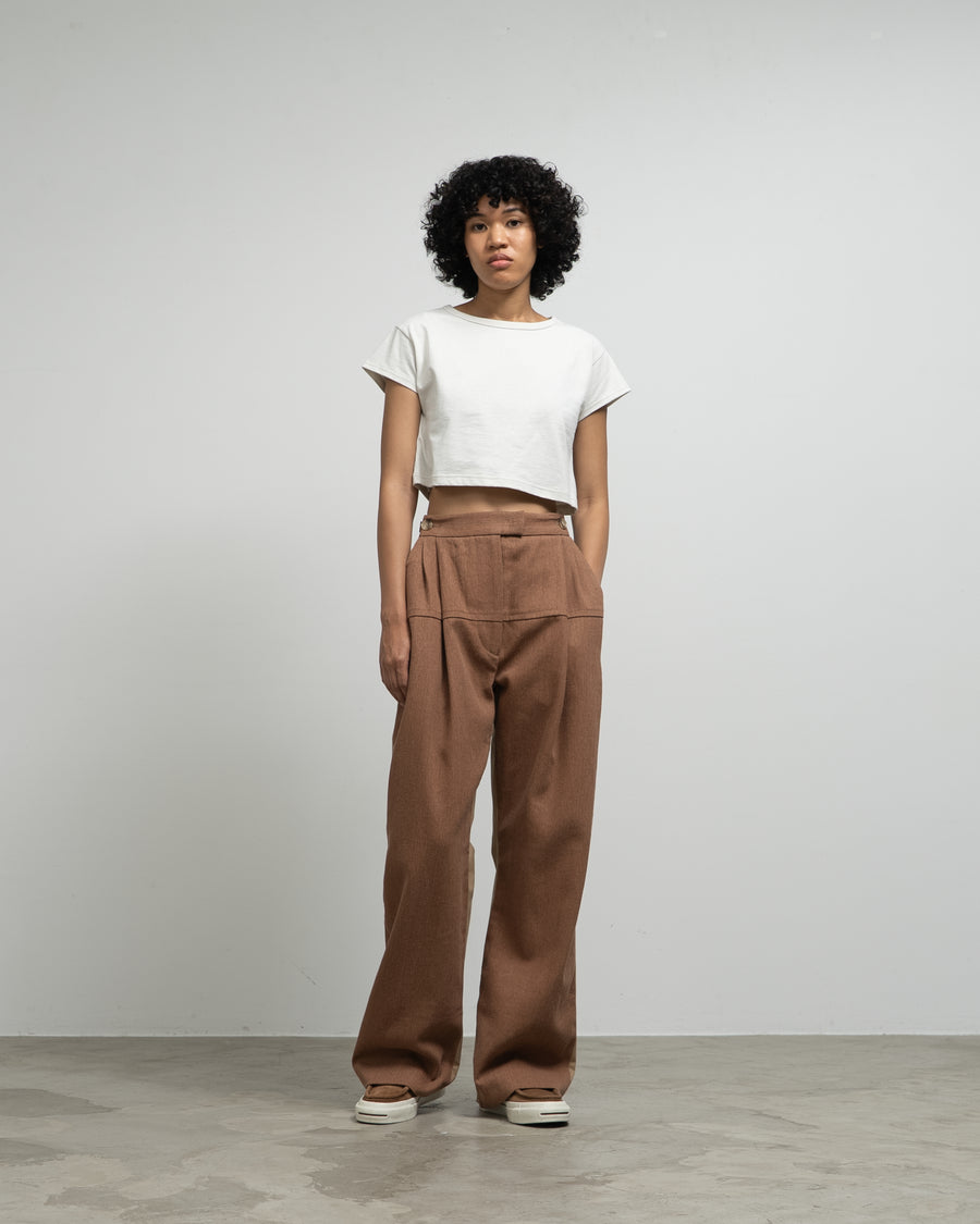 LINEN TWILL FRONT AND COTTON BACK PANTS