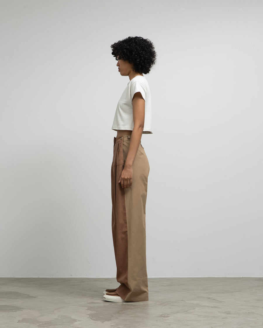 LINEN TWILL FRONT AND COTTON BACK PANTS