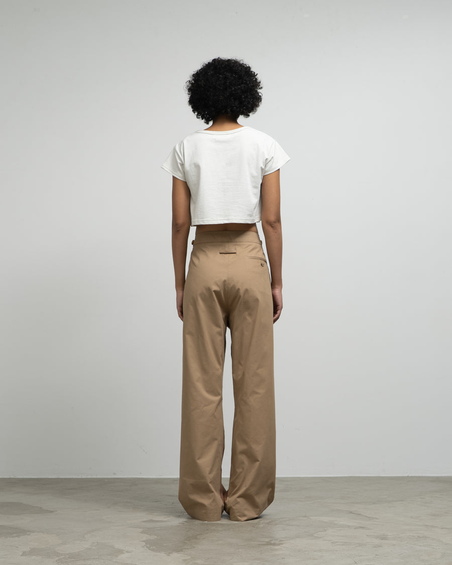 LINEN TWILL FRONT AND COTTON BACK PANTS