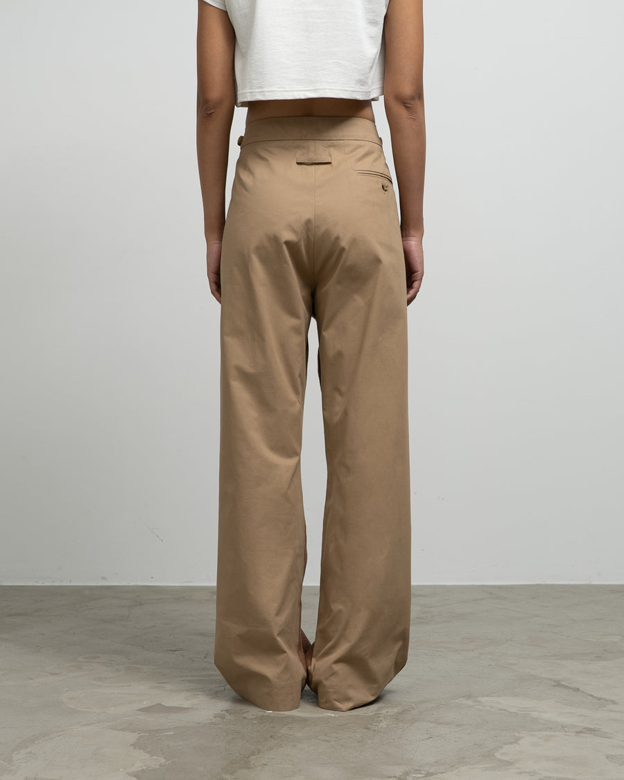 LINEN TWILL FRONT AND COTTON BACK PANTS