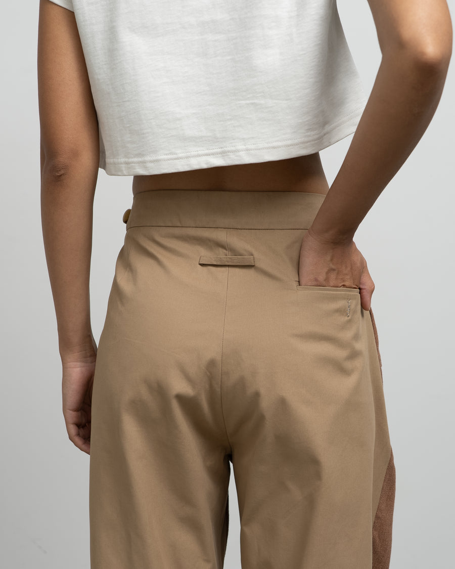 LINEN TWILL FRONT AND COTTON BACK PANTS
