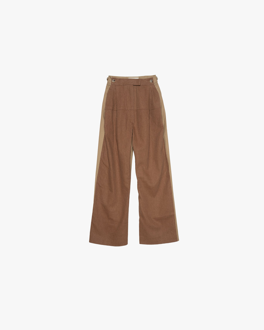 LINEN TWILL FRONT AND COTTON BACK PANTS