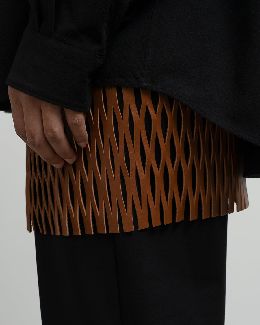 FAUX LEATHER SHEER MINI SKIRT