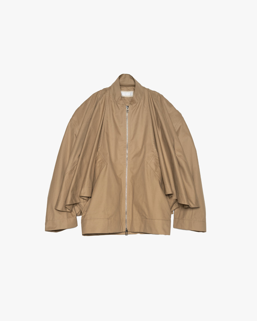 BEIGE CAPE OVERLAY BOMBER JACKET