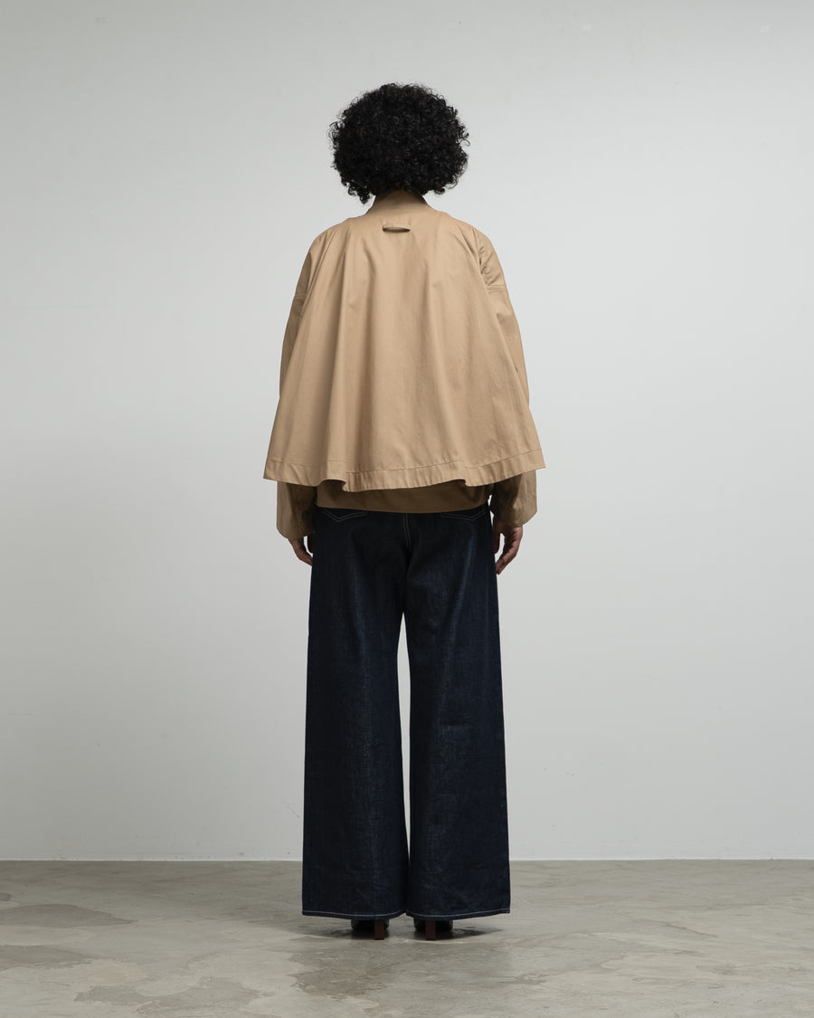 BEIGE CAPE OVERLAY BOMBER JACKET