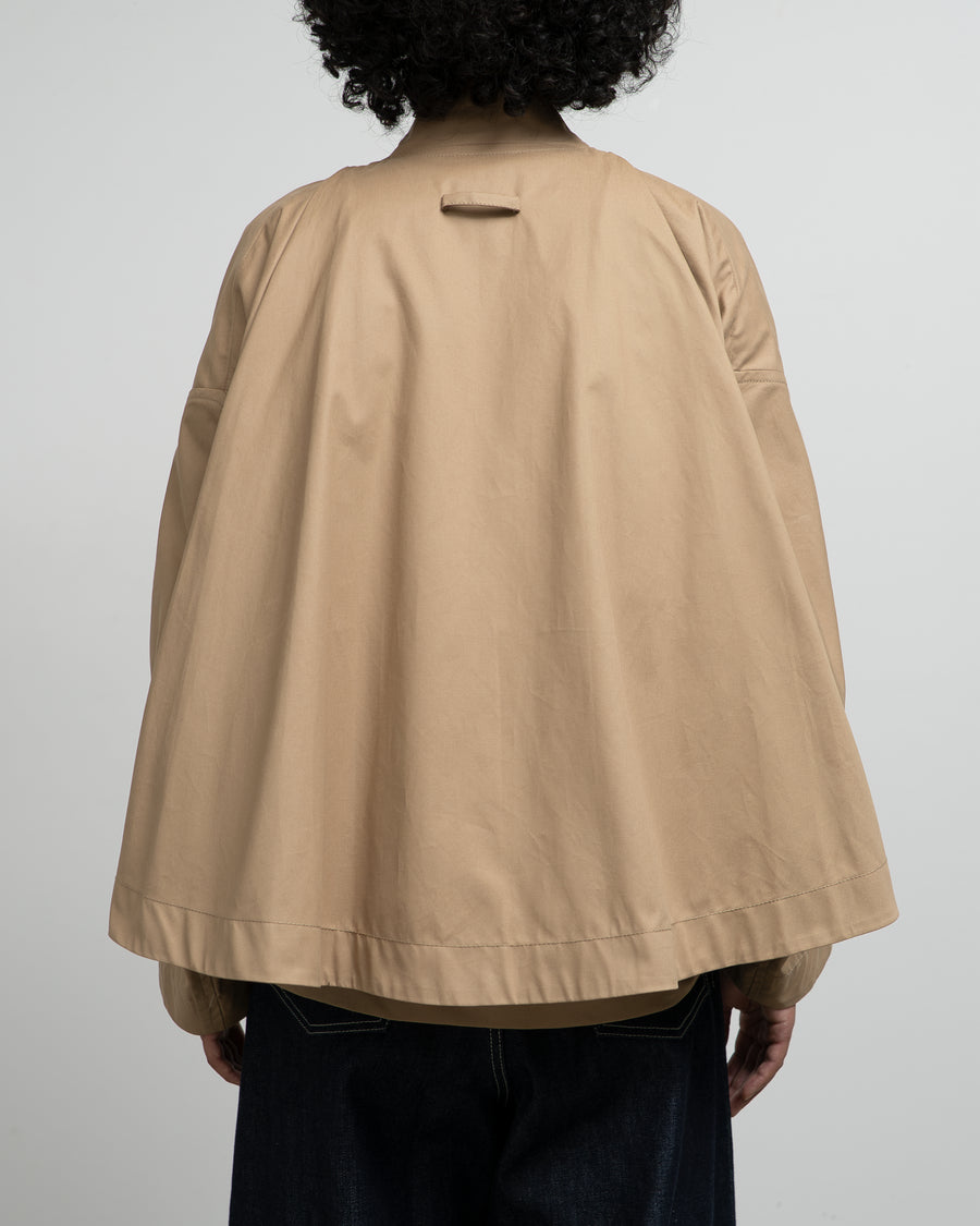 BEIGE CAPE OVERLAY BOMBER JACKET