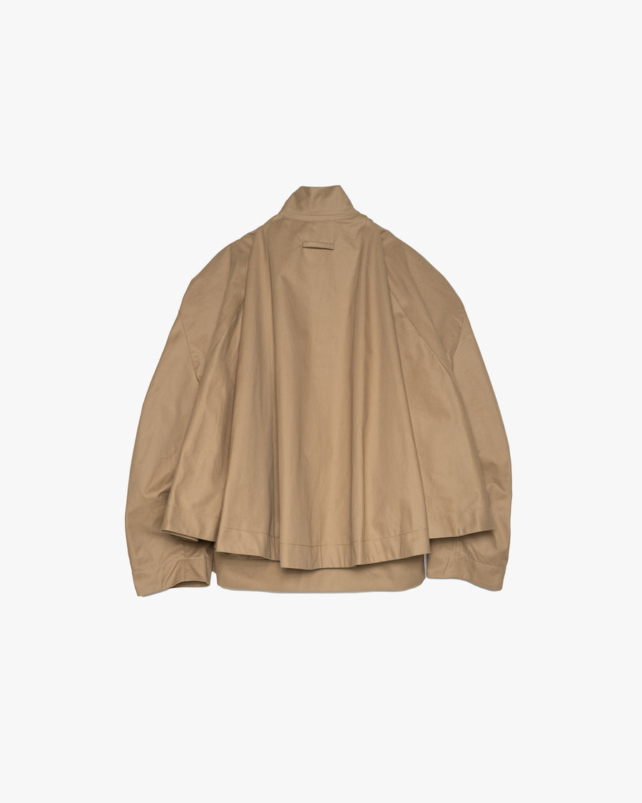BEIGE CAPE OVERLAY BOMBER JACKET