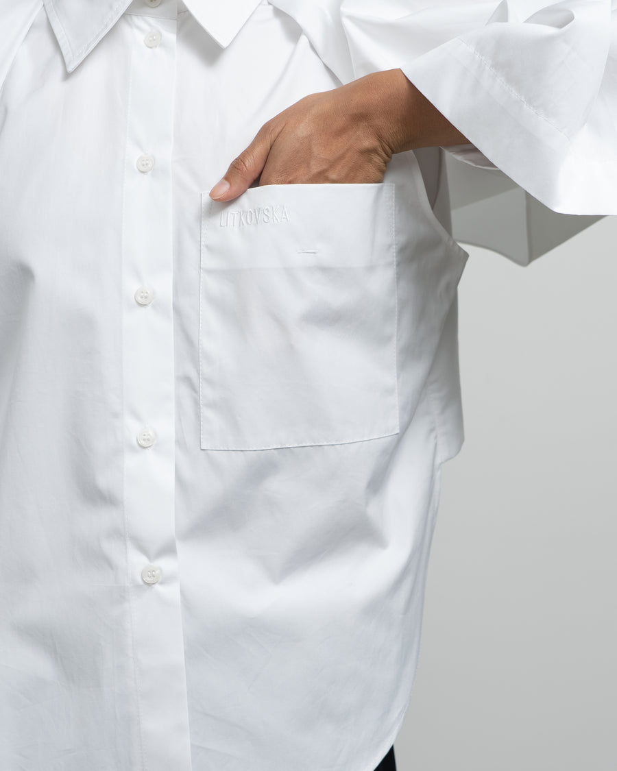 FITTED SHIRT WITH TWISTABLE SLEEVE DETAIL