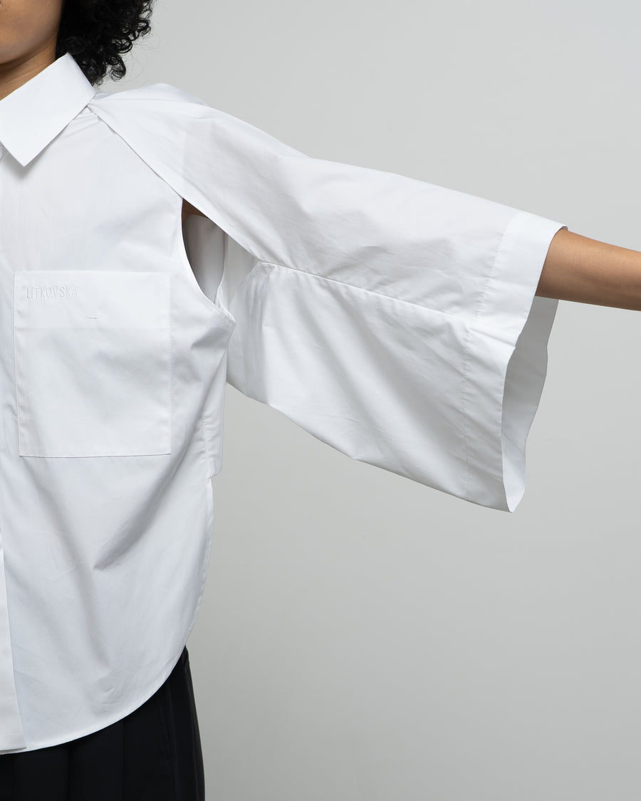FITTED SHIRT WITH TWISTABLE SLEEVE DETAIL