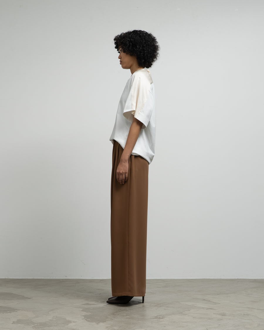 WHITE COTTON T-SHIRT WITH TWISTED NECK